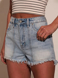 Raw Hem Denim Shorts - Aura Apparel