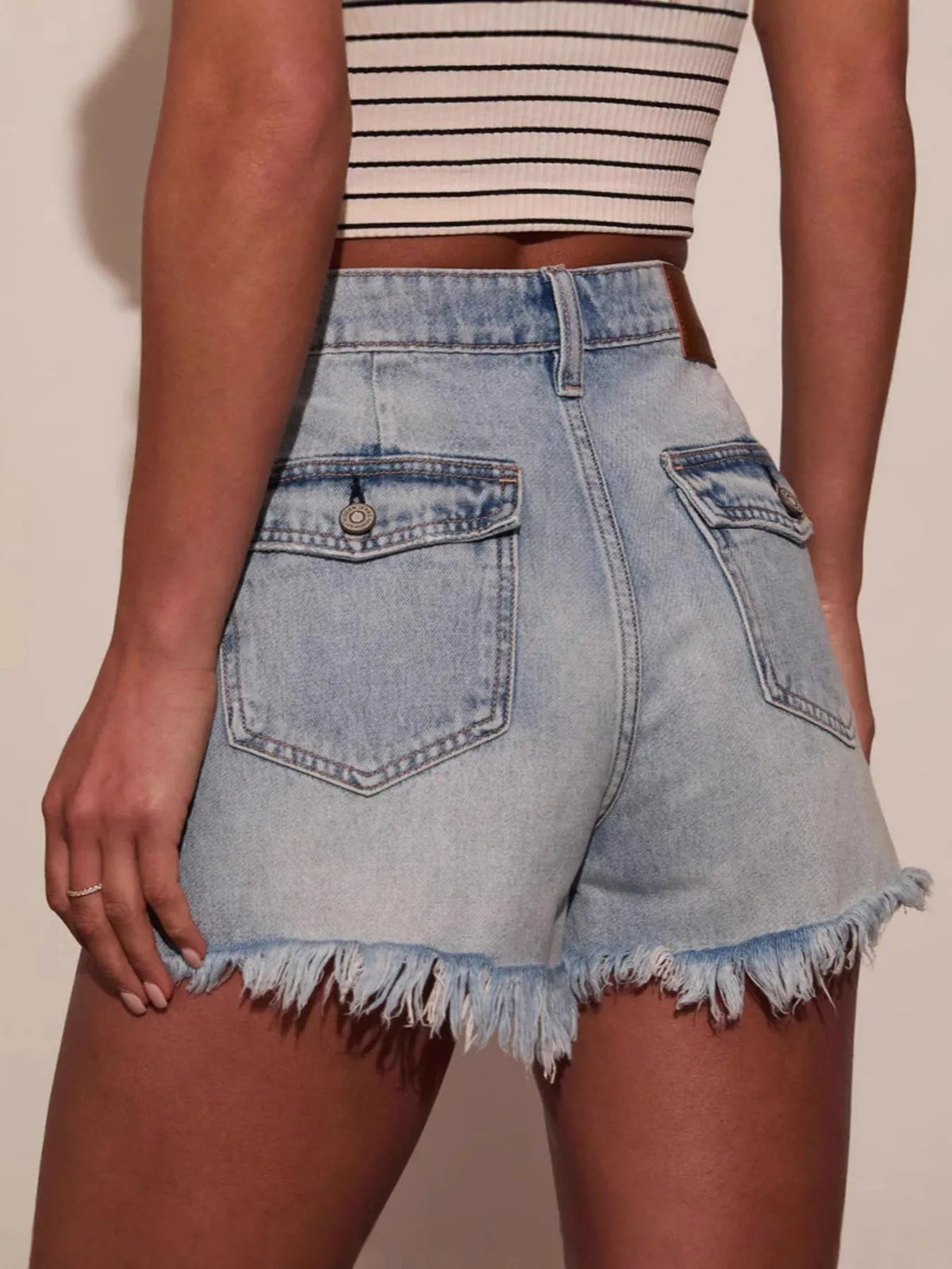 Raw Hem Denim Shorts - Aura Apparel