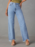 Raw Hem Loose Fit Jeans - Aura Apparel