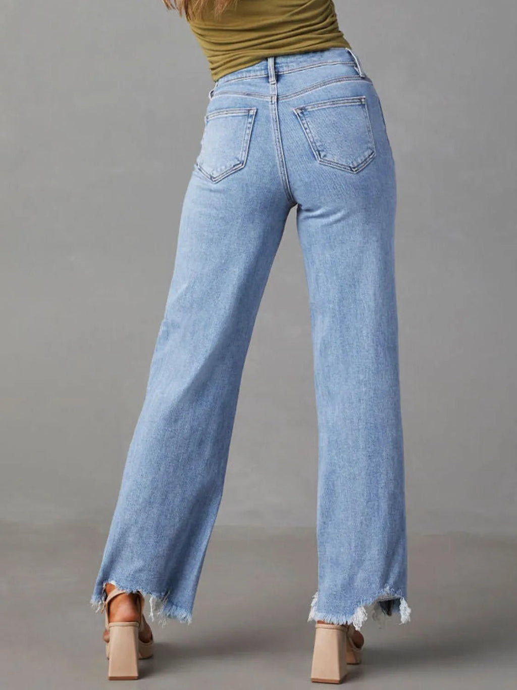 Raw Hem Loose Fit Jeans - Aura Apparel