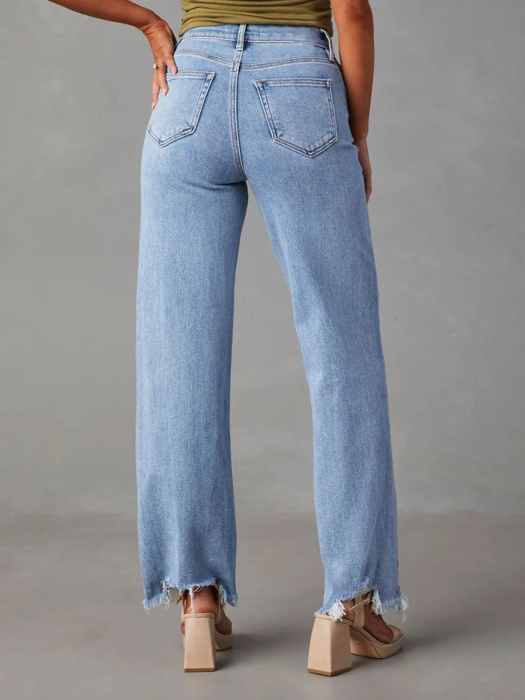 Raw Hem Loose Fit Jeans - Aura Apparel