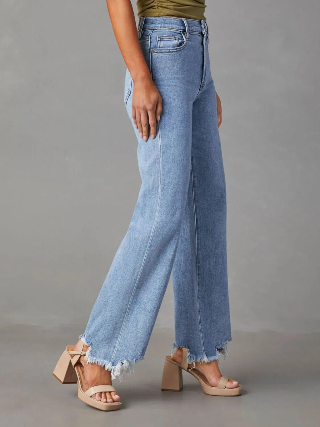 Raw Hem Loose Fit Jeans - Aura Apparel