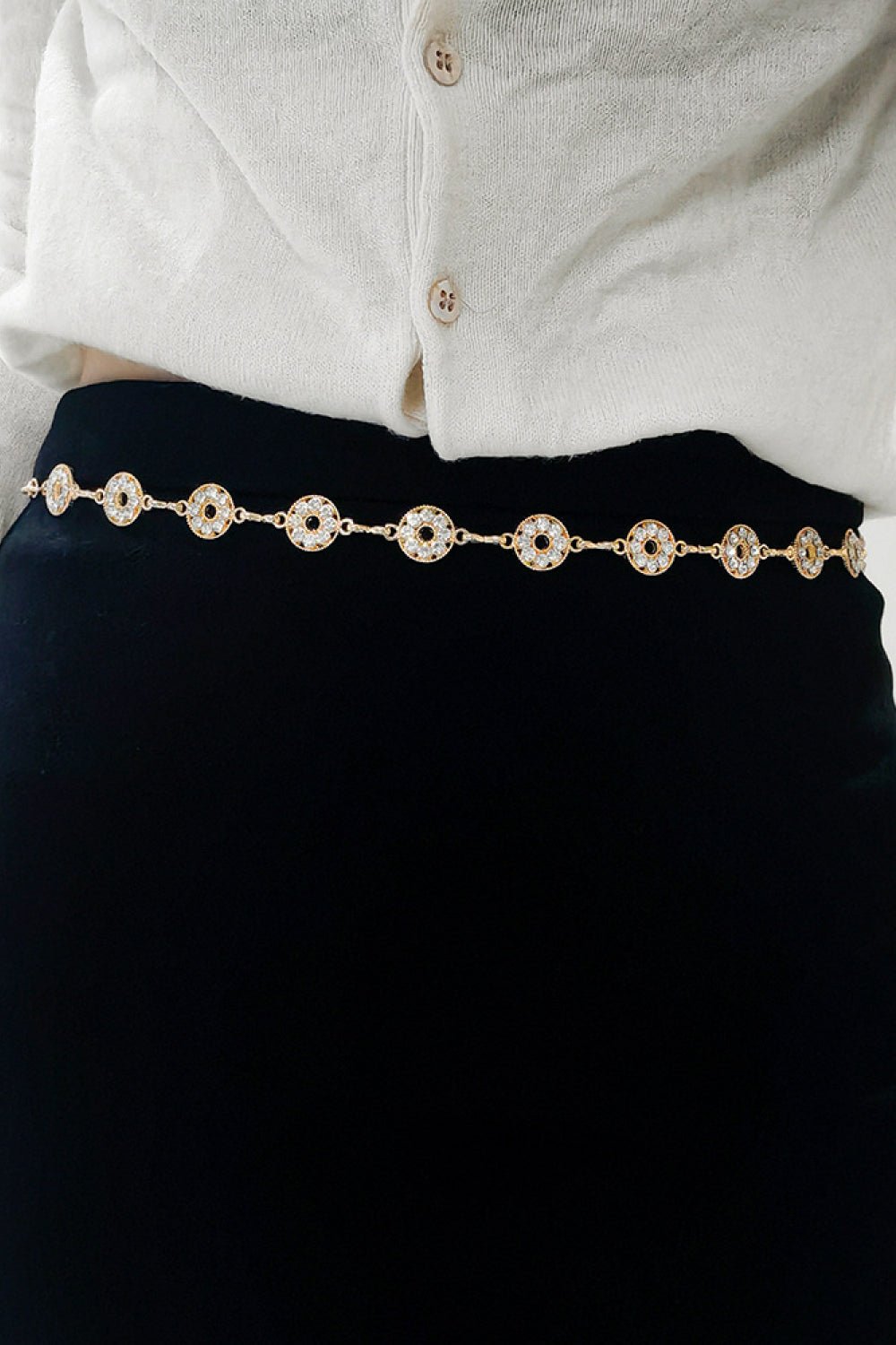 Rhinestone Decor Zinc Alloy Belt - Aura Apparel