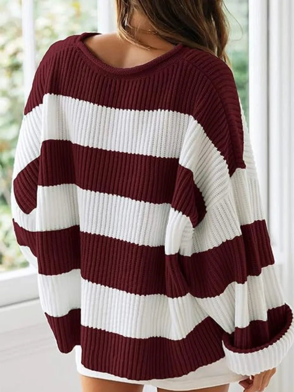 Round Neck Long Sleeve Sweater - Aura Apparel