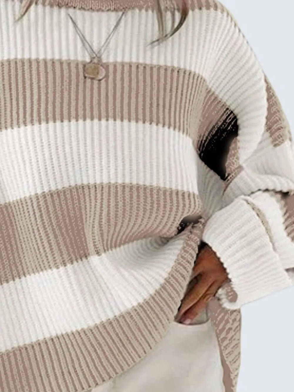 Round Neck Long Sleeve Sweater - Aura Apparel