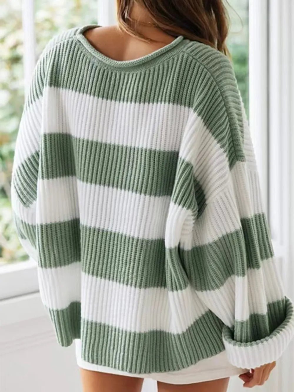 Round Neck Long Sleeve Sweater - Aura Apparel