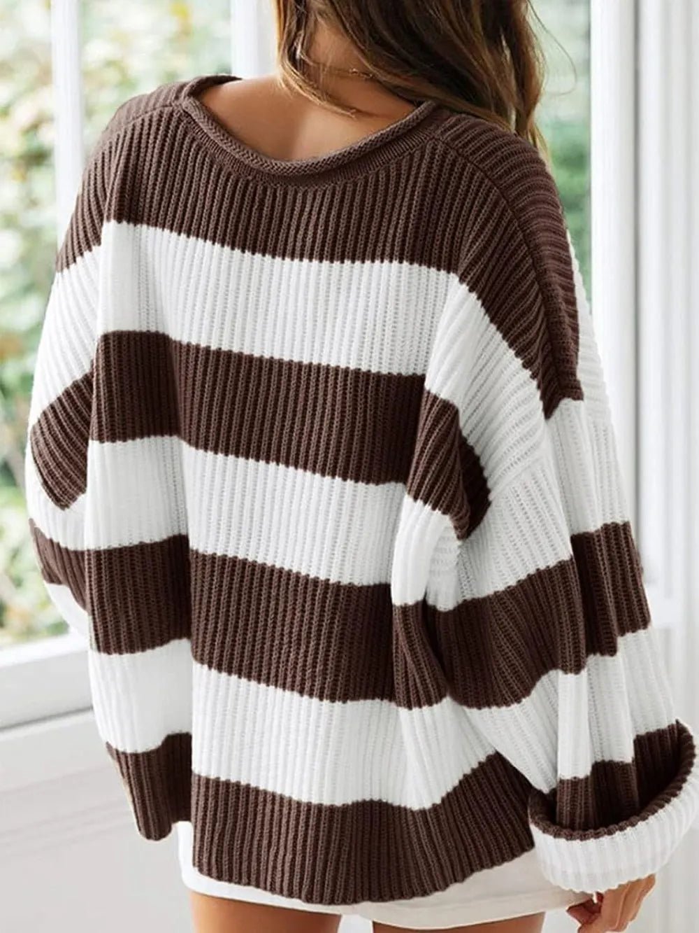 Round Neck Long Sleeve Sweater - Aura Apparel
