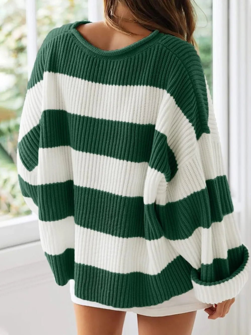 Round Neck Long Sleeve Sweater - Aura Apparel