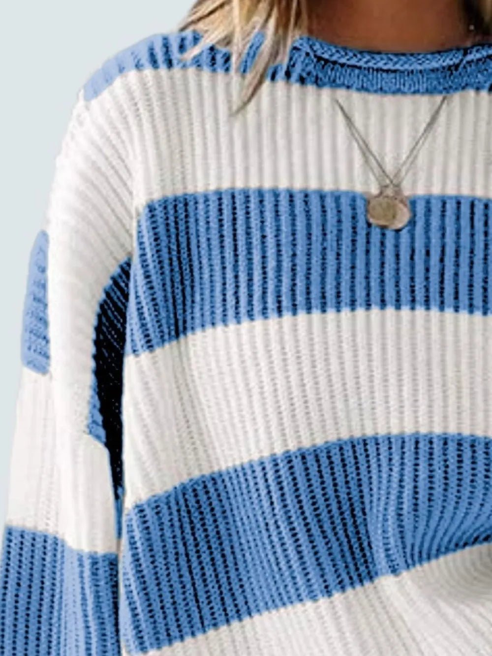 Round Neck Long Sleeve Sweater - Aura Apparel