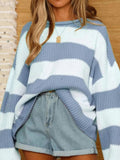 Round Neck Long Sleeve Sweater - Aura Apparel