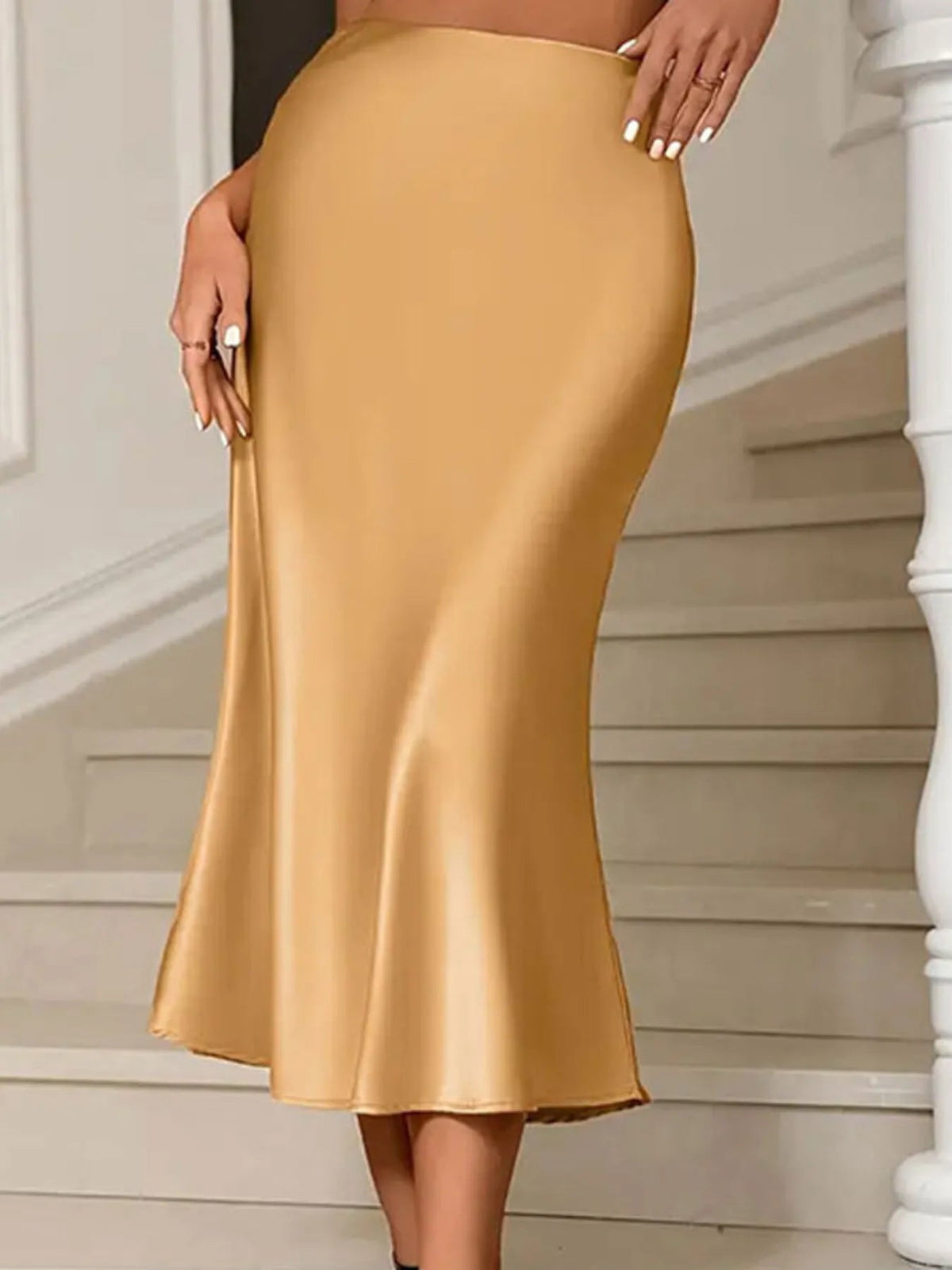 Satin Midi Mermaid Skirt - Aura Apparel