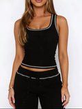 Scoop Neck Tank Top and Drawstring Pants Set - Aura Apparel