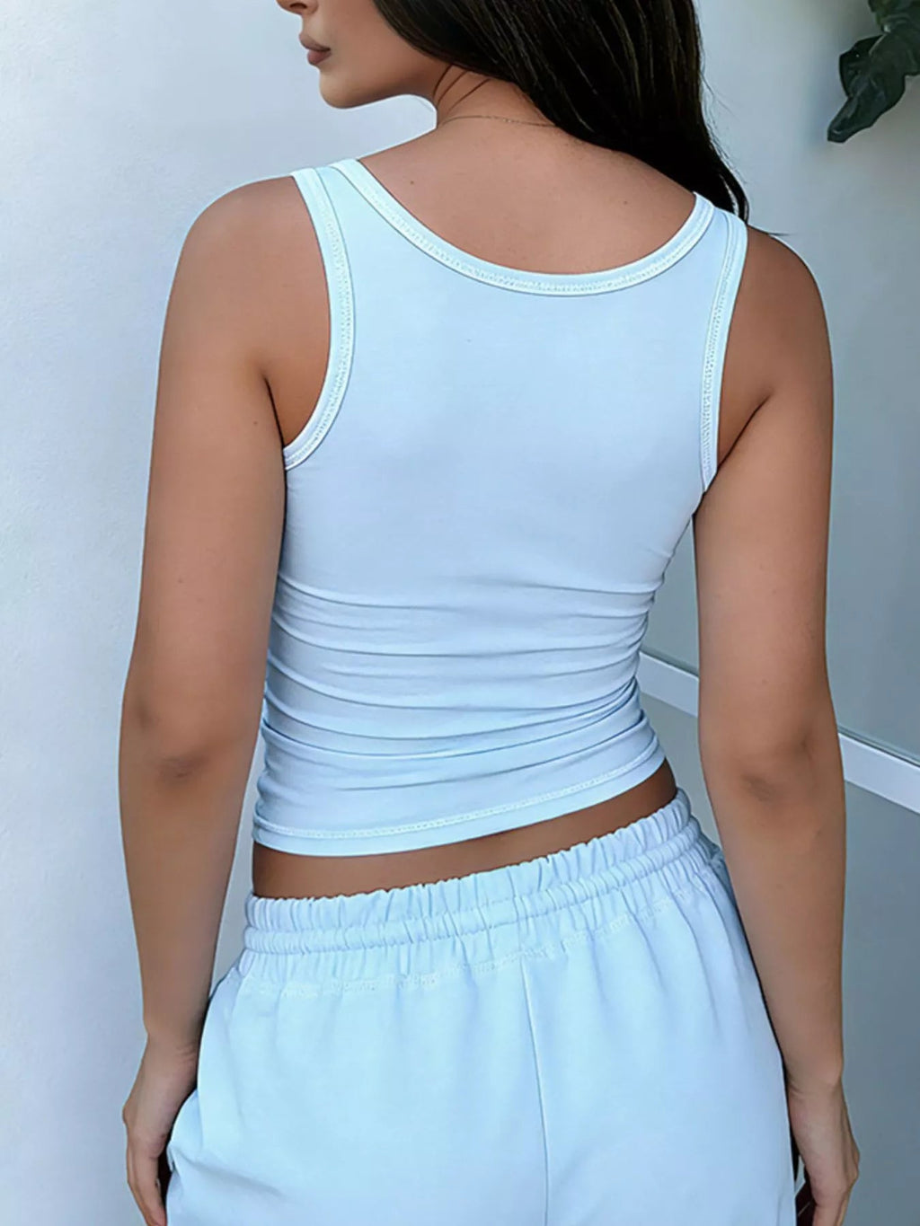 Scoop Neck Tank Top and Drawstring Pants Set - Aura Apparel