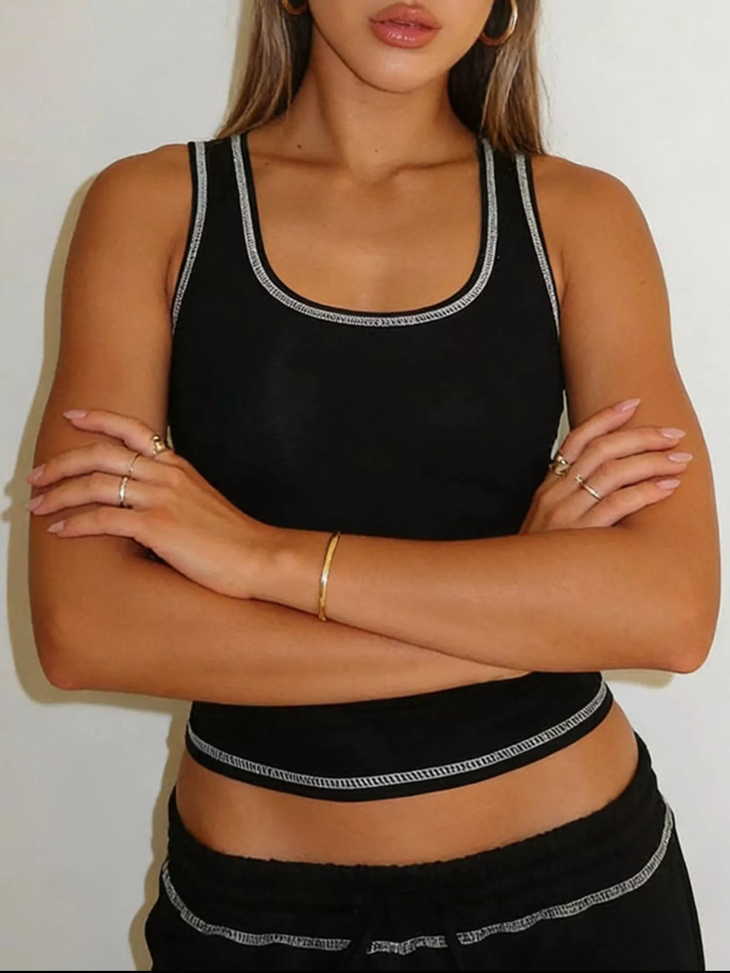 Scoop Neck Tank Top and Drawstring Pants Set - Aura Apparel