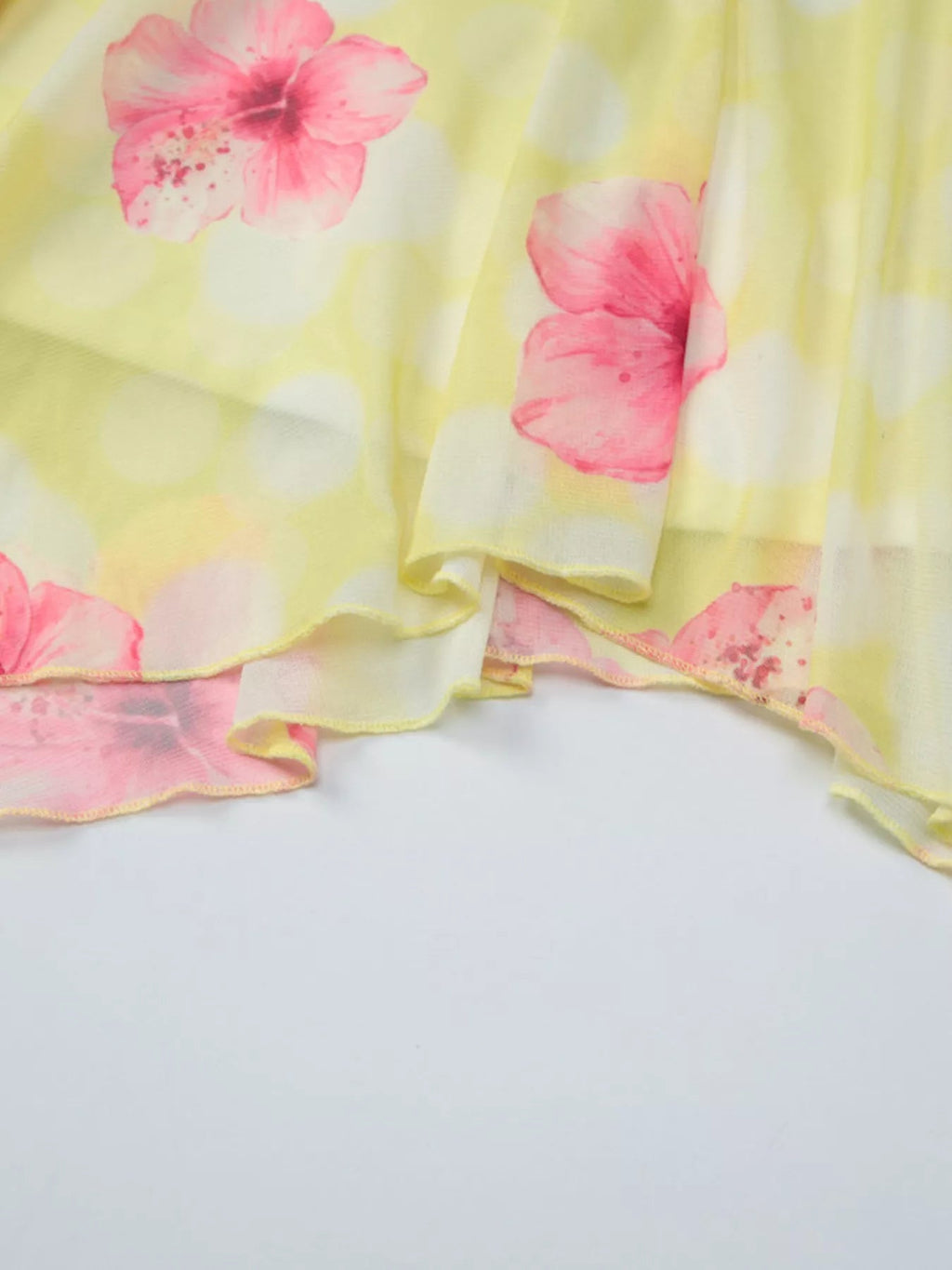 Sheer Floral Print Sleeveless Asymmetrical Mini Dress - Aura Apparel
