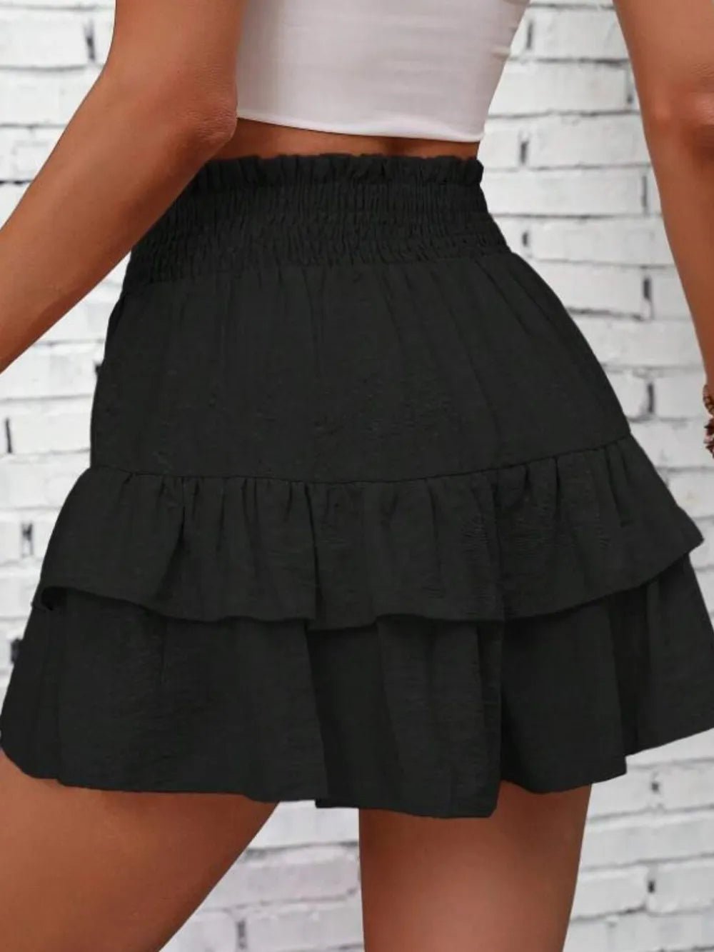 Smocked Layered Shorts - Aura Apparel