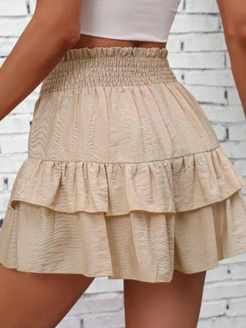 Smocked Layered Shorts - Aura Apparel