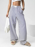 Striped High-Waisted Wide Leg Pants - Aura Apparel