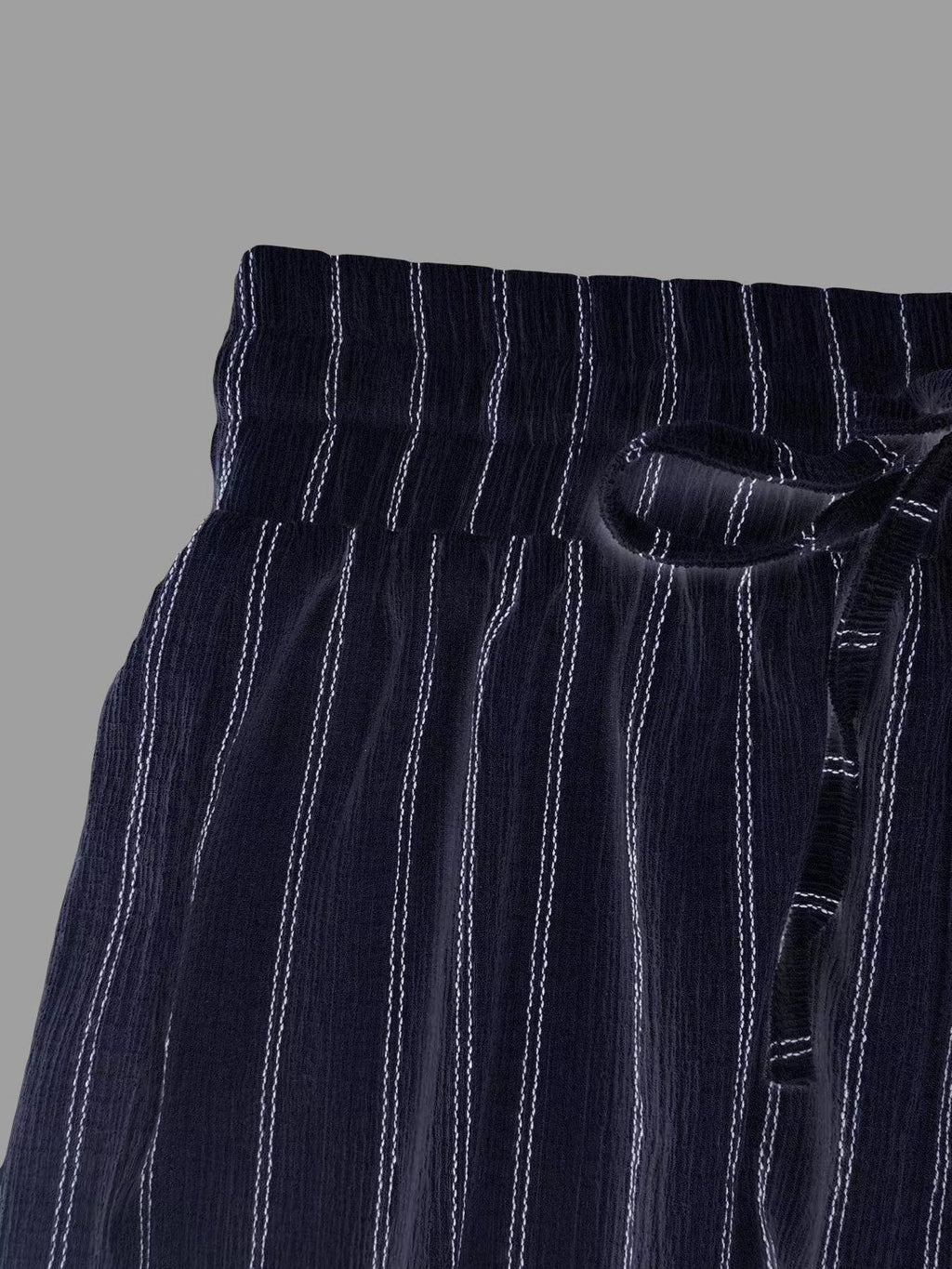 Striped Wide-Leg Drawstring Pants - Aura Apparel