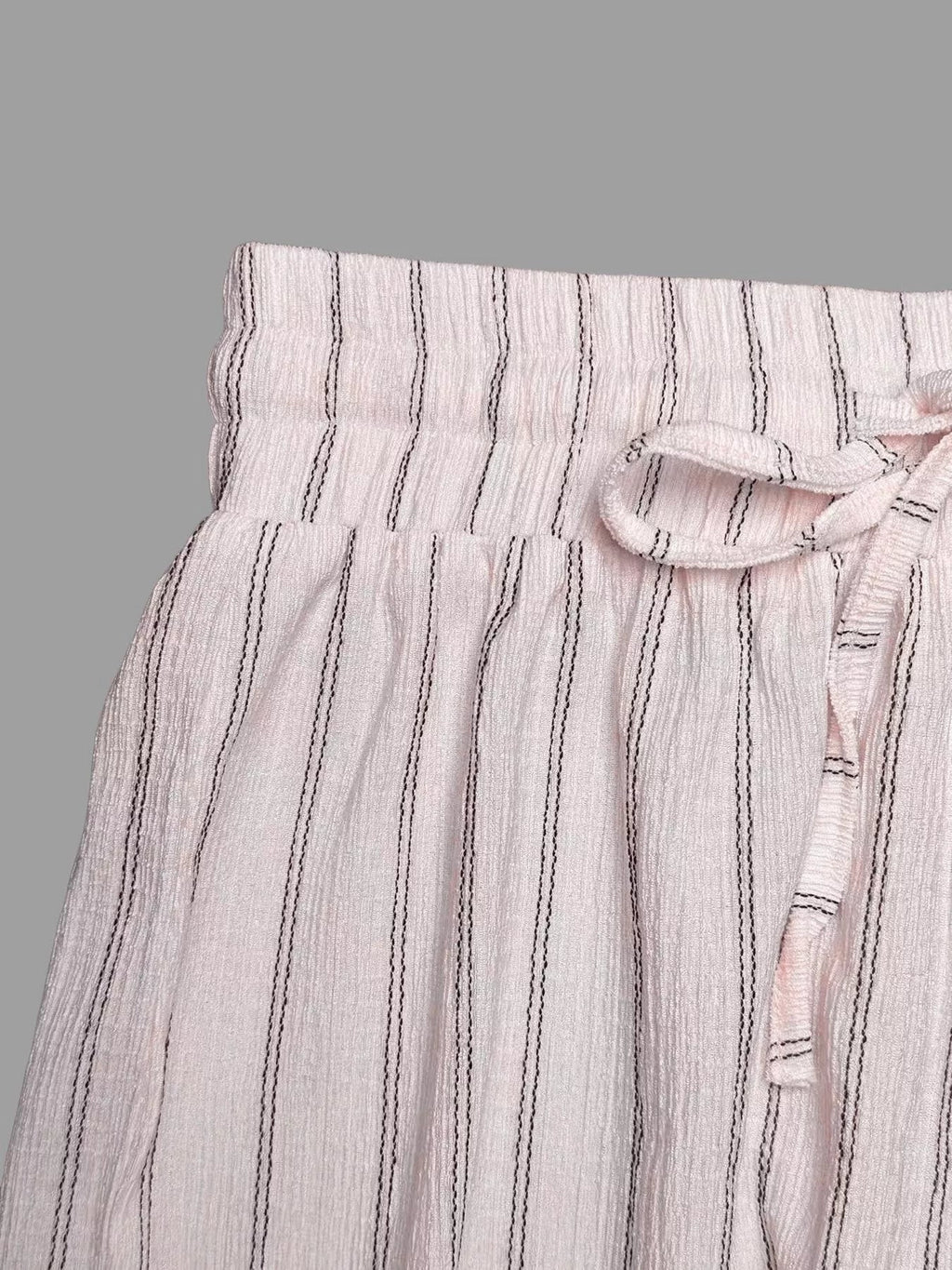 Striped Wide-Leg Drawstring Pants - Aura Apparel