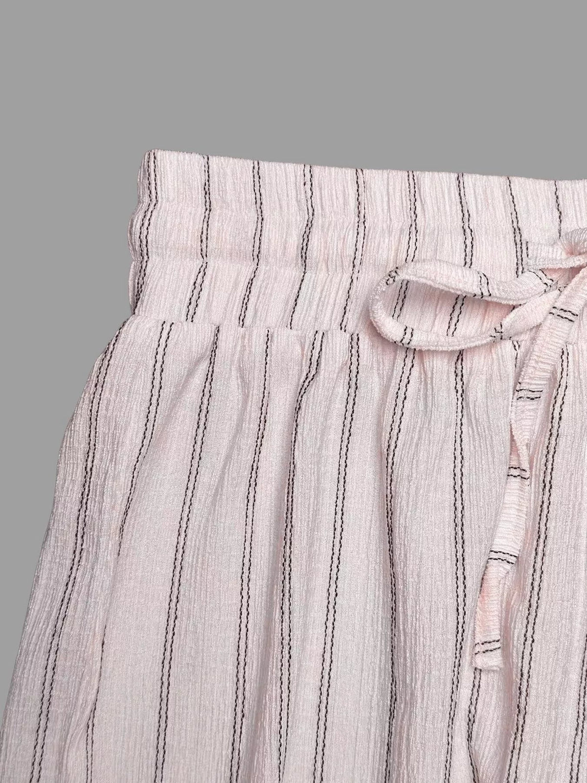 Striped Wide-Leg Drawstring Pants - Aura Apparel