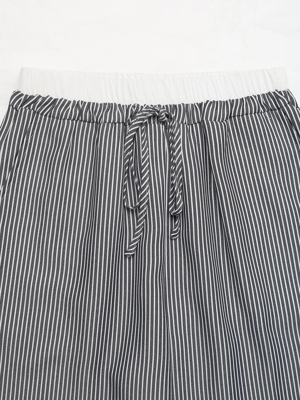Striped Wide Leg Drawstring Pants - Aura Apparel