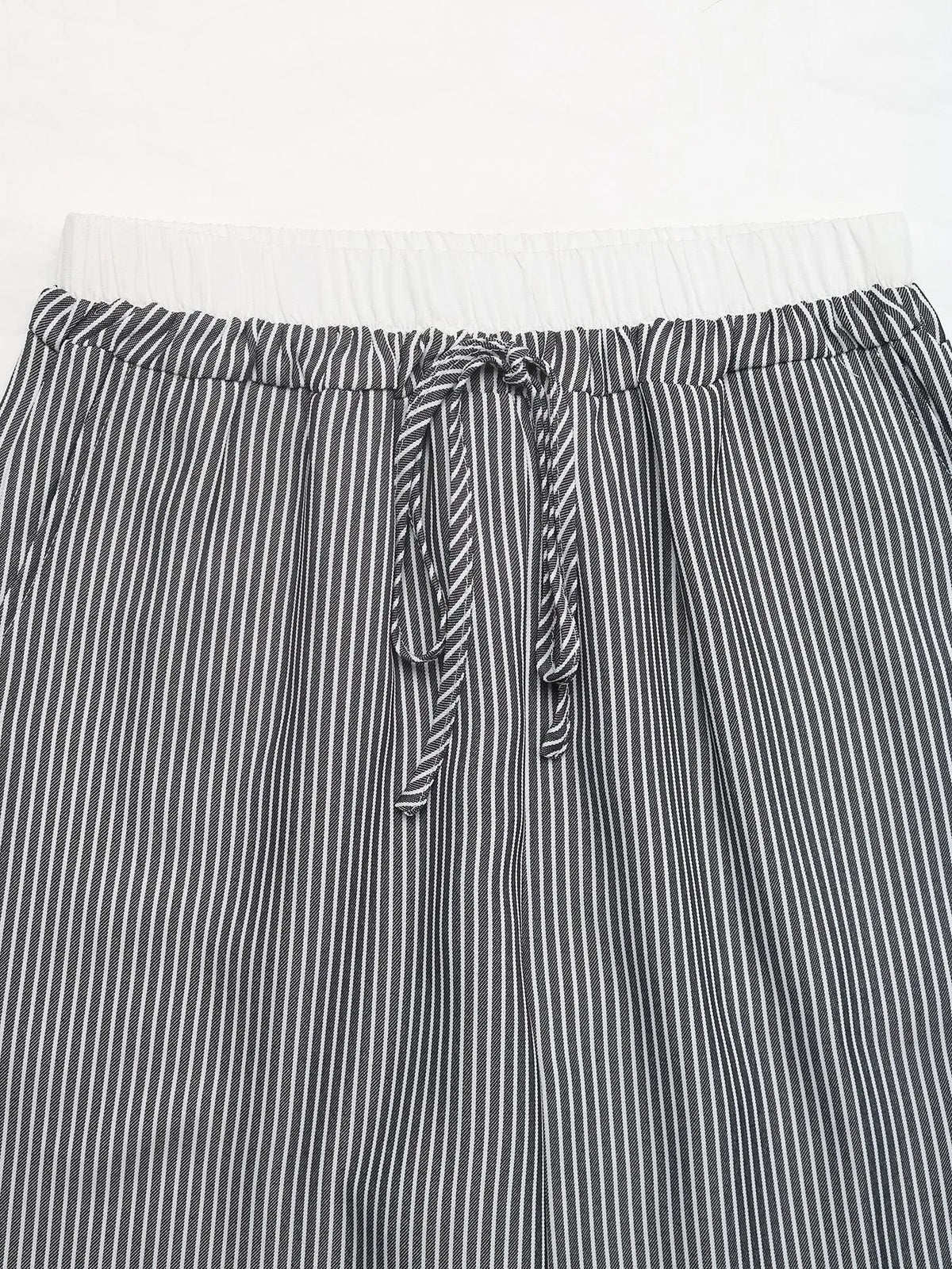 Striped Wide Leg Drawstring Pants - Aura Apparel