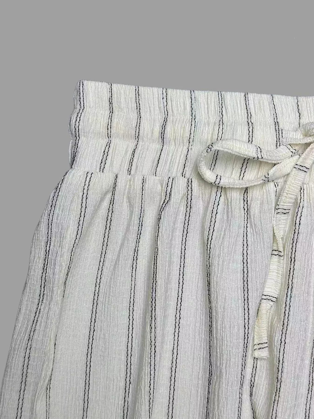 Striped Wide-Leg Drawstring Pants - Aura Apparel