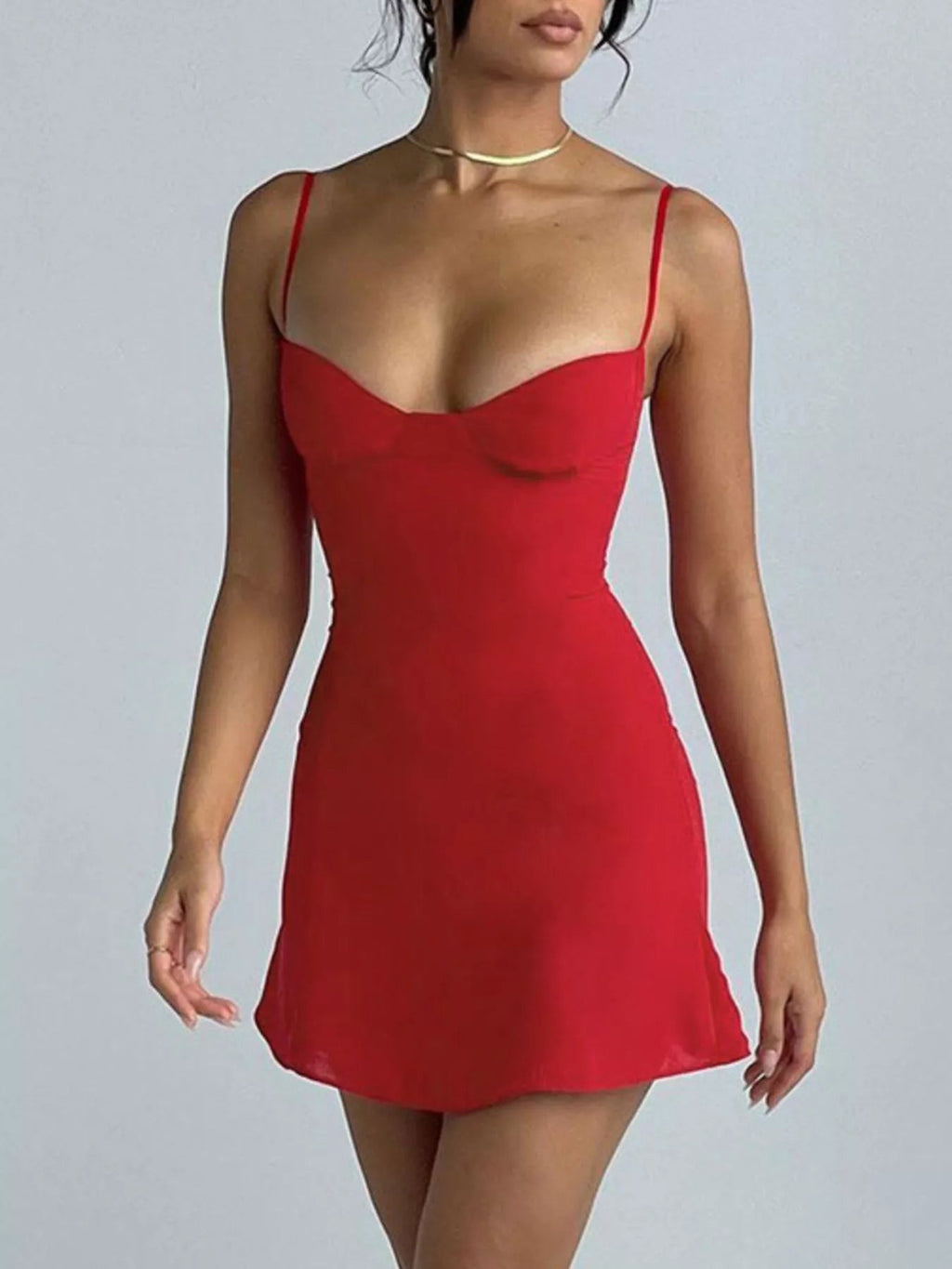 Sweetheart Neck Spaghetti Strap Mini Dress - Aura Apparel