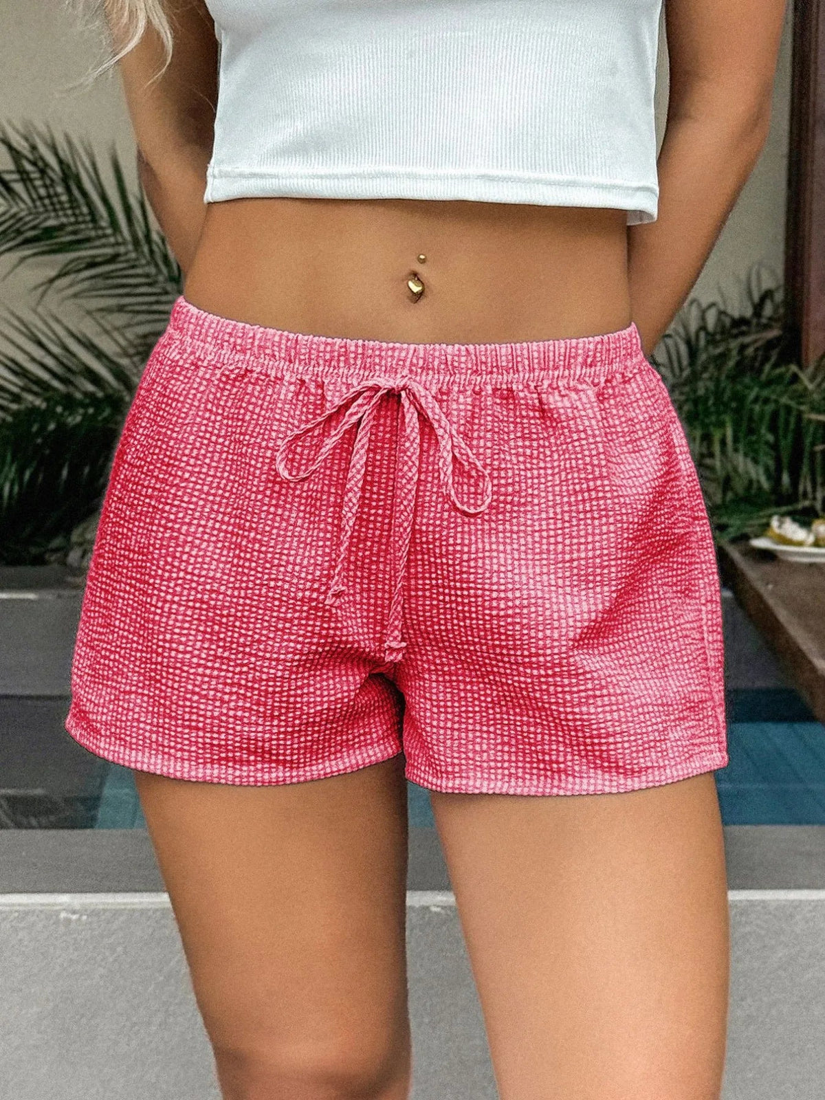 Textured Drawstring Comfort Shorts - Aura Apparel