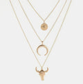 Three-Layered Bull Head Pendant Necklace - Aura Apparel