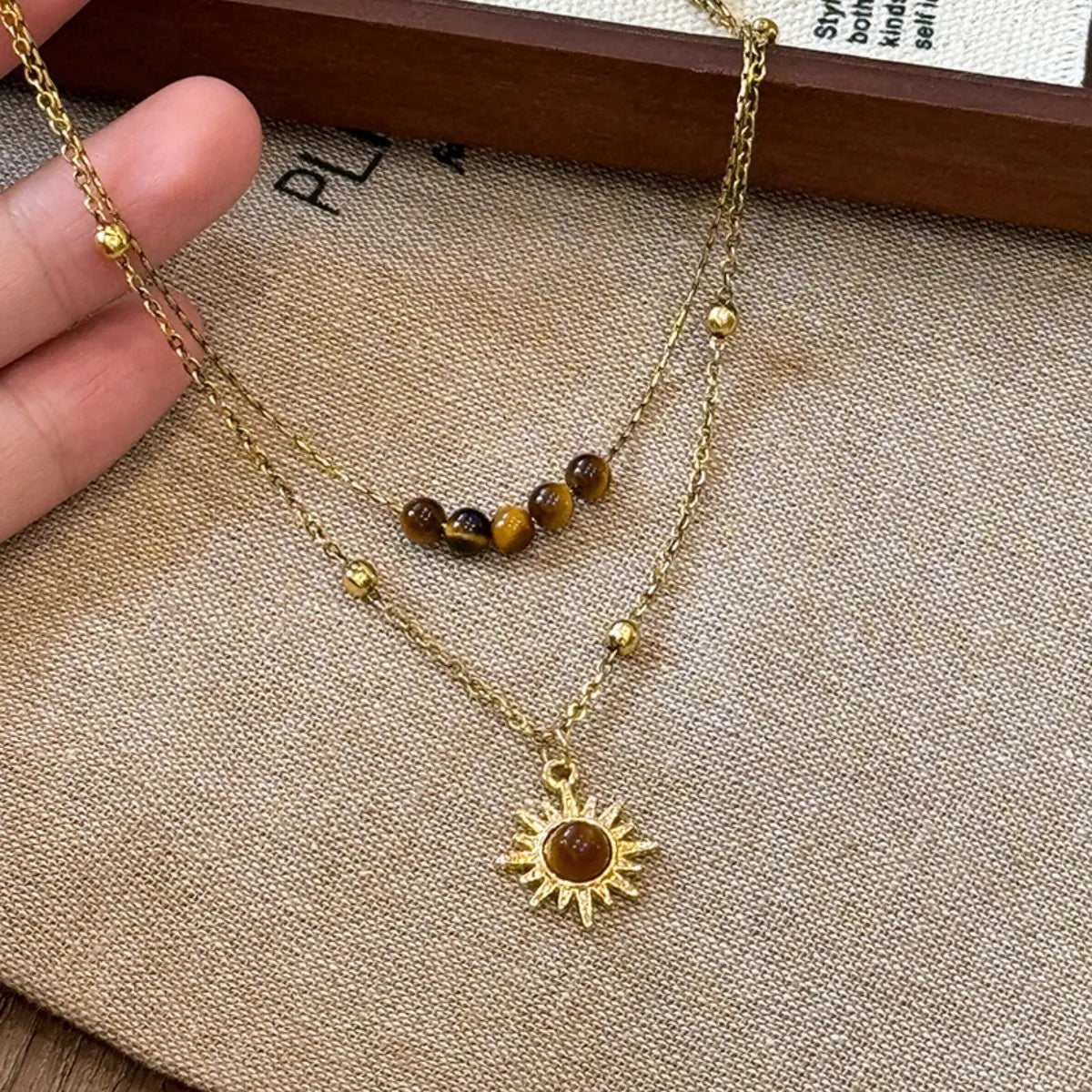 Tiger's Eye Copper Double Layered Necklace - Aura Apparel
