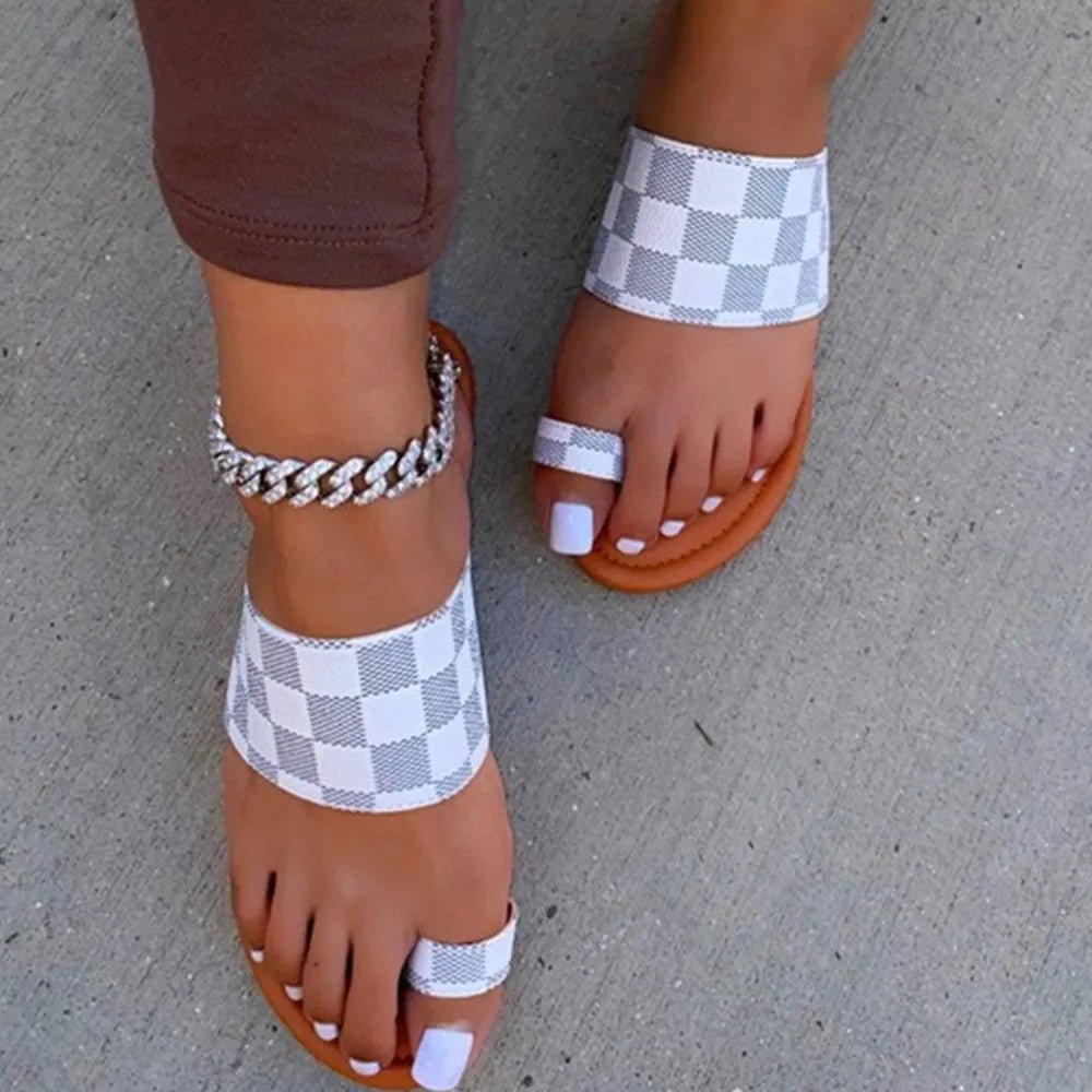 Toe Loop Flats Sandals - Aura Apparel