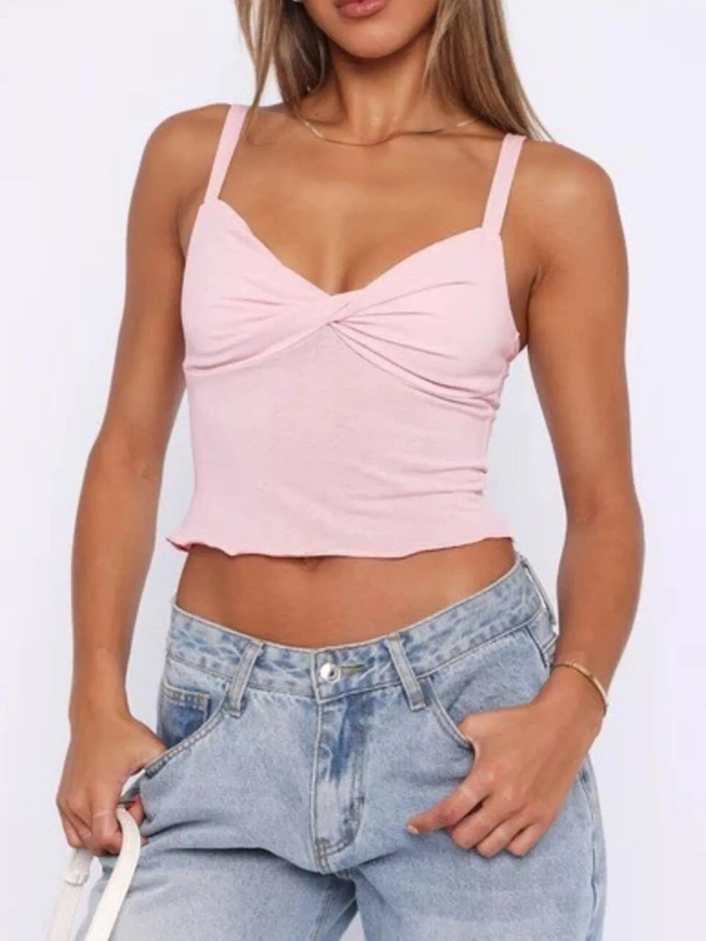 Twist-Front Cropped Cami - Aura Apparel
