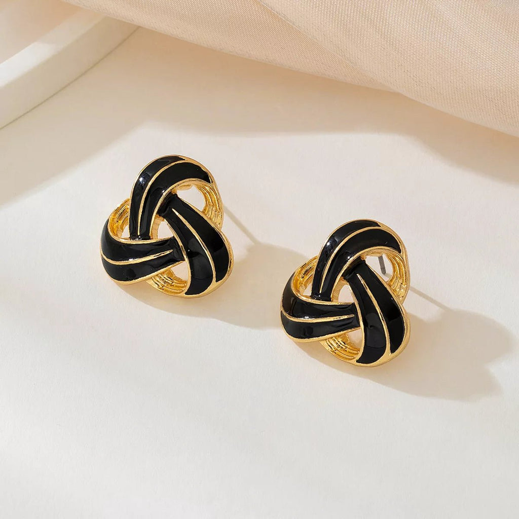 Twisted Knot Geometric Stud Earrings - Aura Apparel