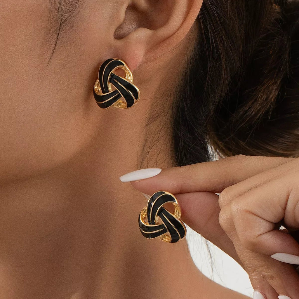Twisted Knot Geometric Stud Earrings - Aura Apparel