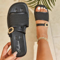 Two-Tone Buckle Slide Sandals - Aura Apparel