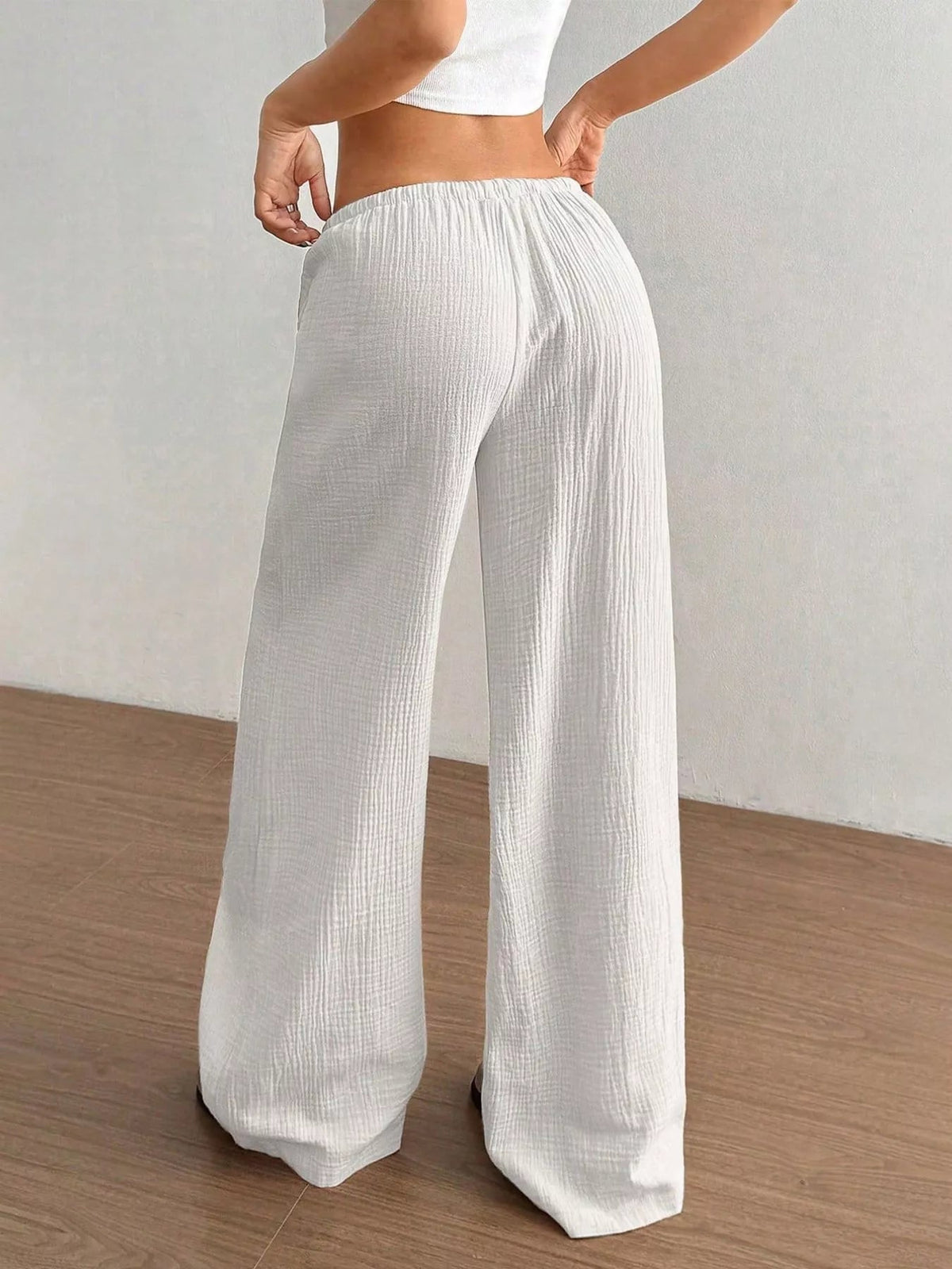 Wide-Leg Drawstring Pants - Aura Apparel