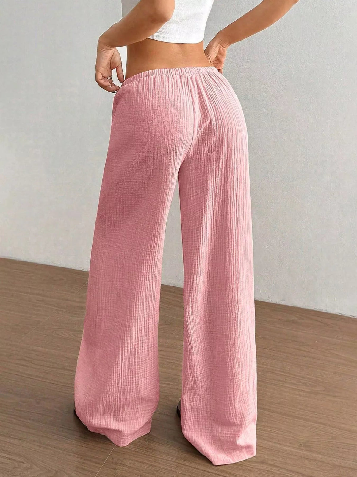 Wide-Leg Drawstring Pants - Aura Apparel