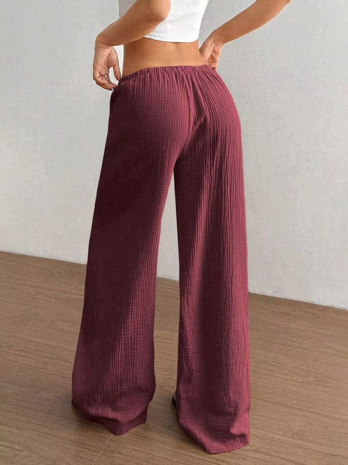 Wide-Leg Drawstring Pants - Aura Apparel