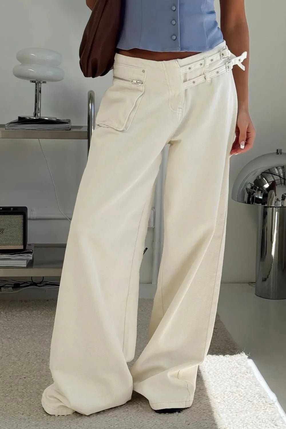 Wide Leg Jeans with Pockets - Aura Apparel