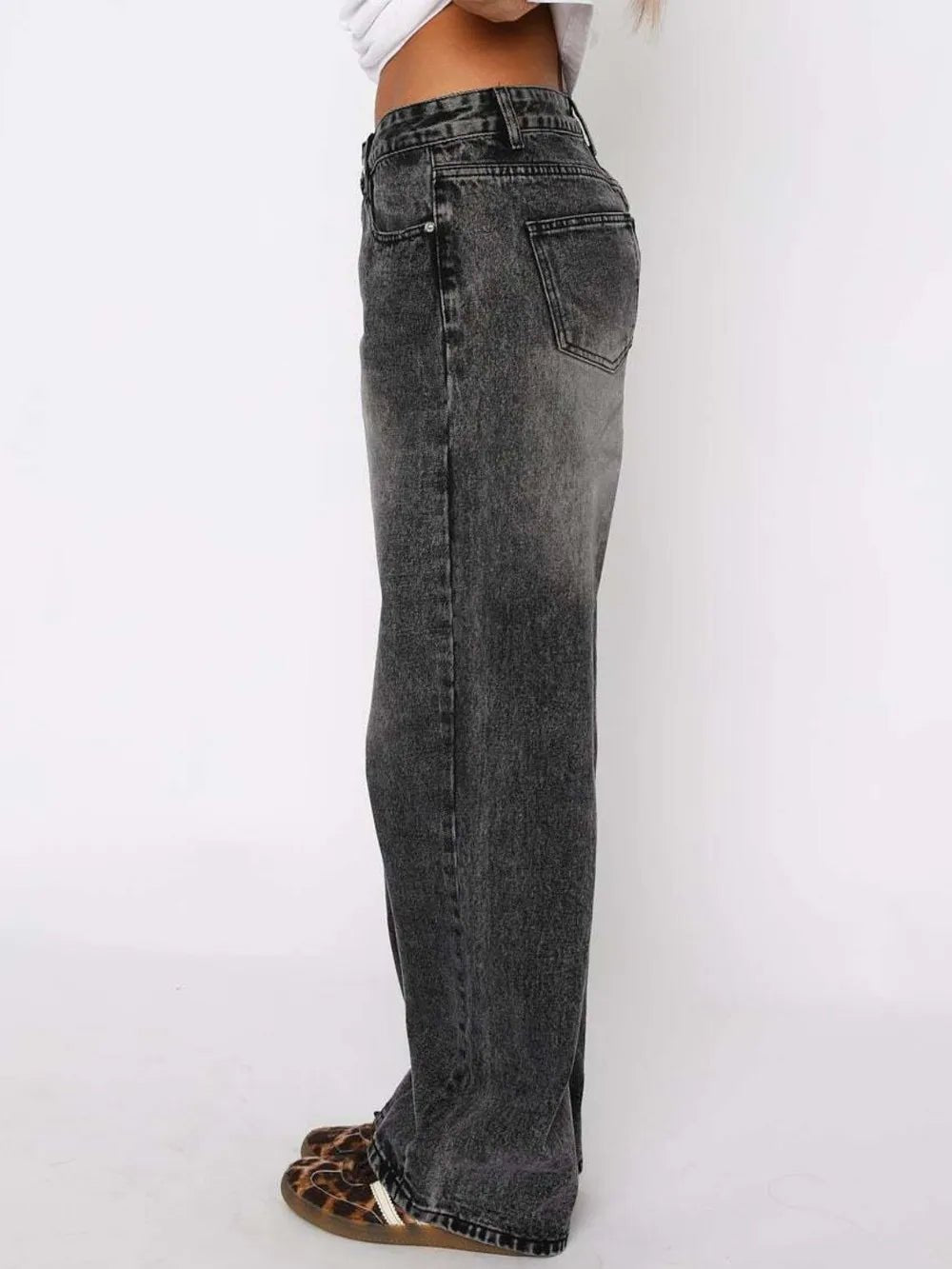 Wide Leg Jeans with Pockets - Aura Apparel