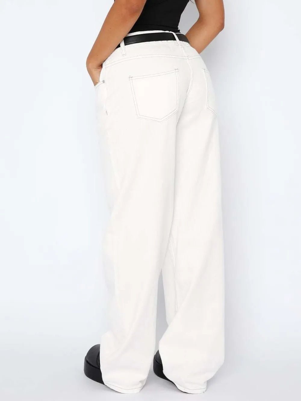 Wide Leg Jeans with Pockets - Aura Apparel