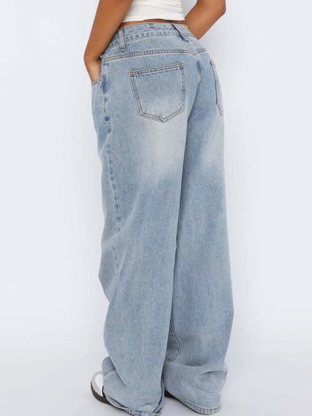 Wide Leg Jeans with Pockets - Aura Apparel