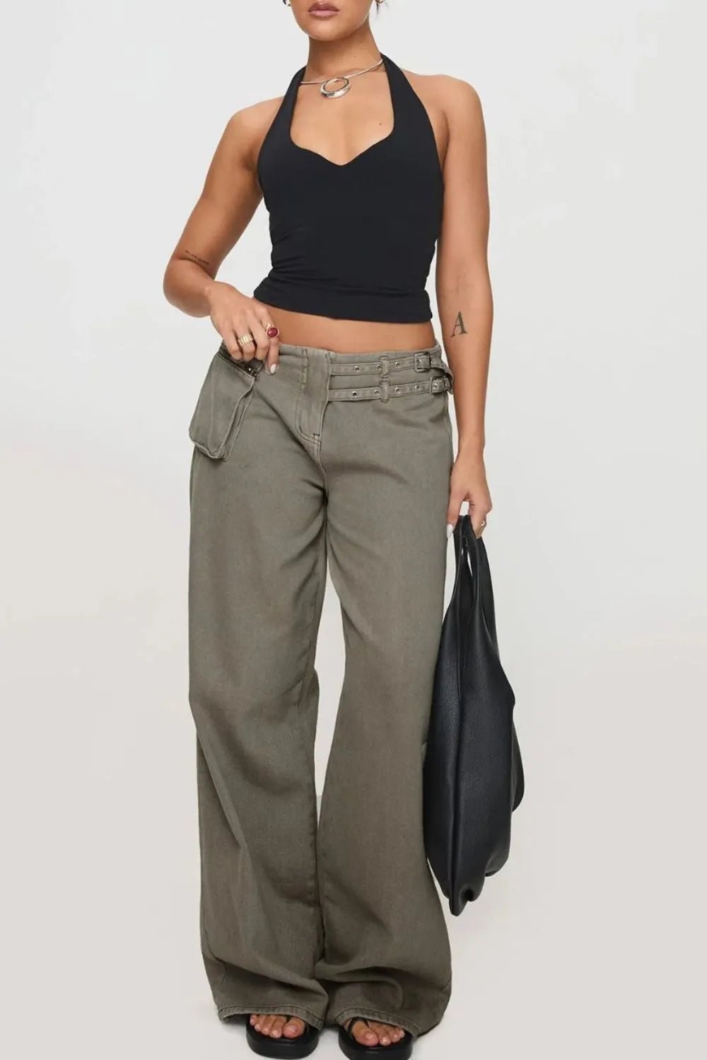 Wide Leg Jeans with Pockets - Aura Apparel