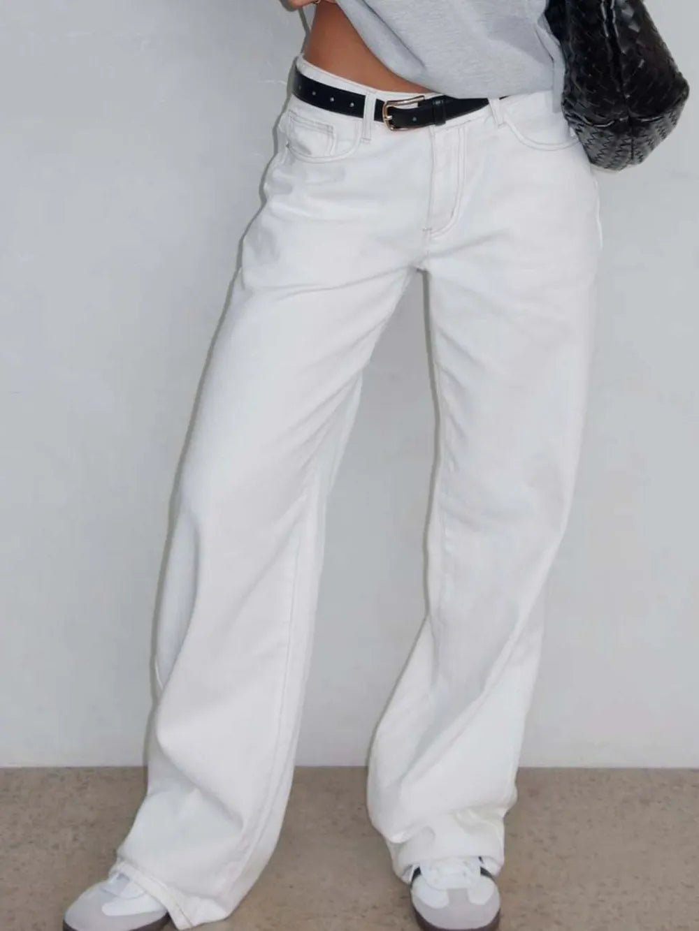 Wide Leg Jeans with Pockets - Aura Apparel