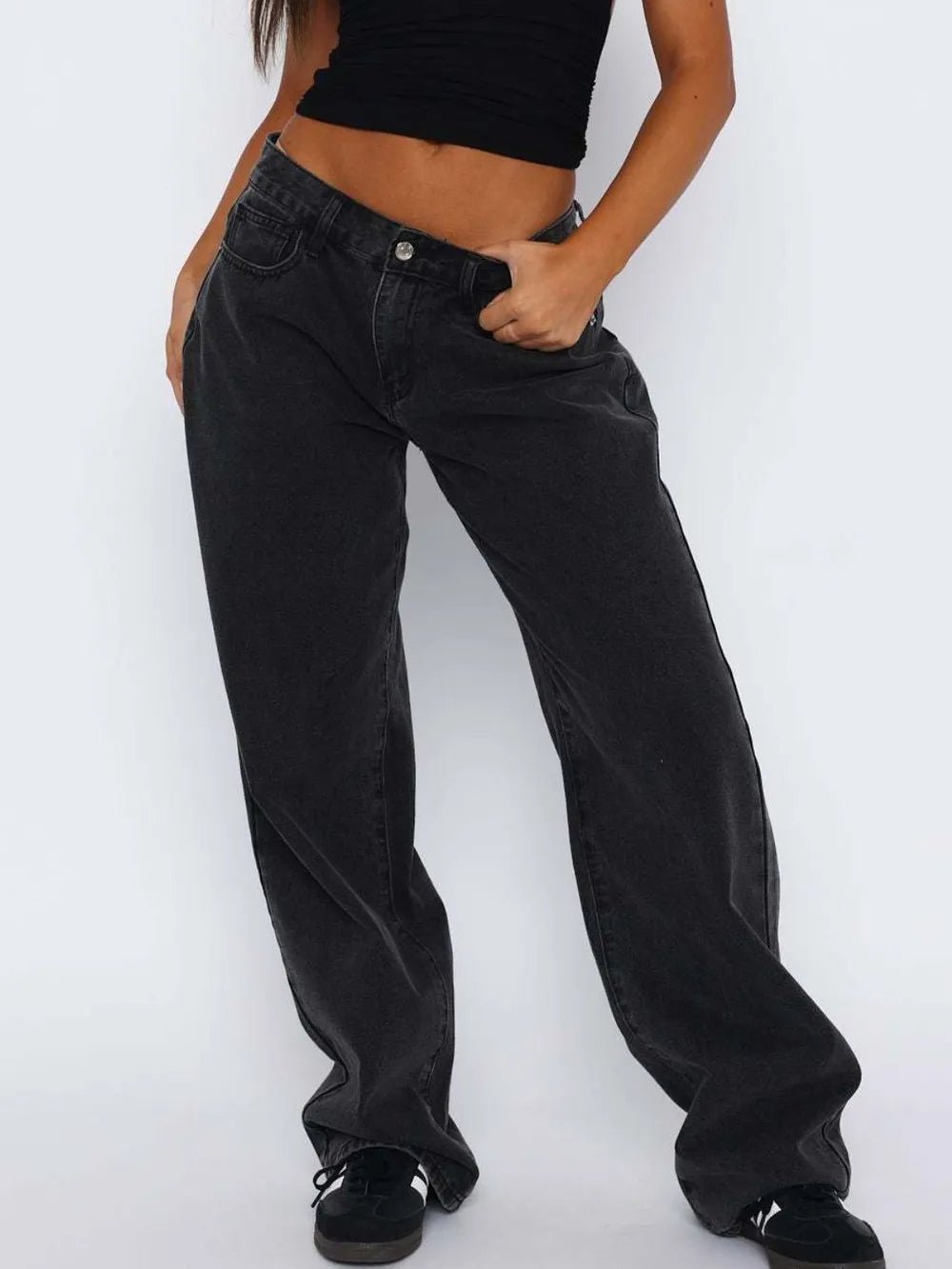 Wide Leg Jeans with Pockets - Aura Apparel