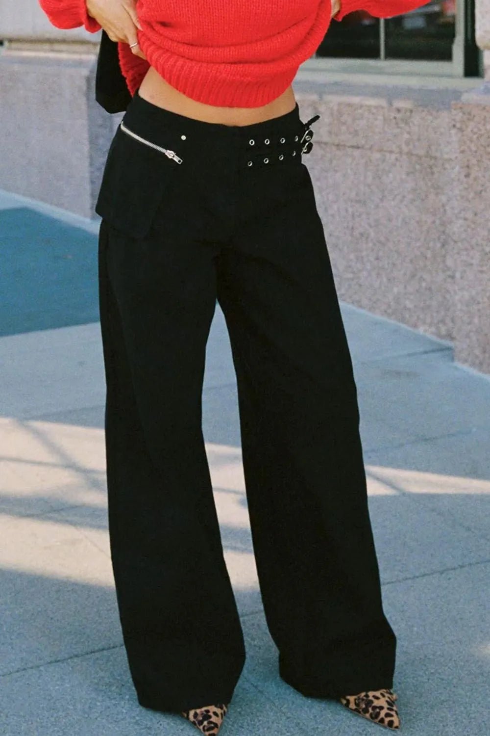 Wide Leg Jeans with Pockets - Aura Apparel