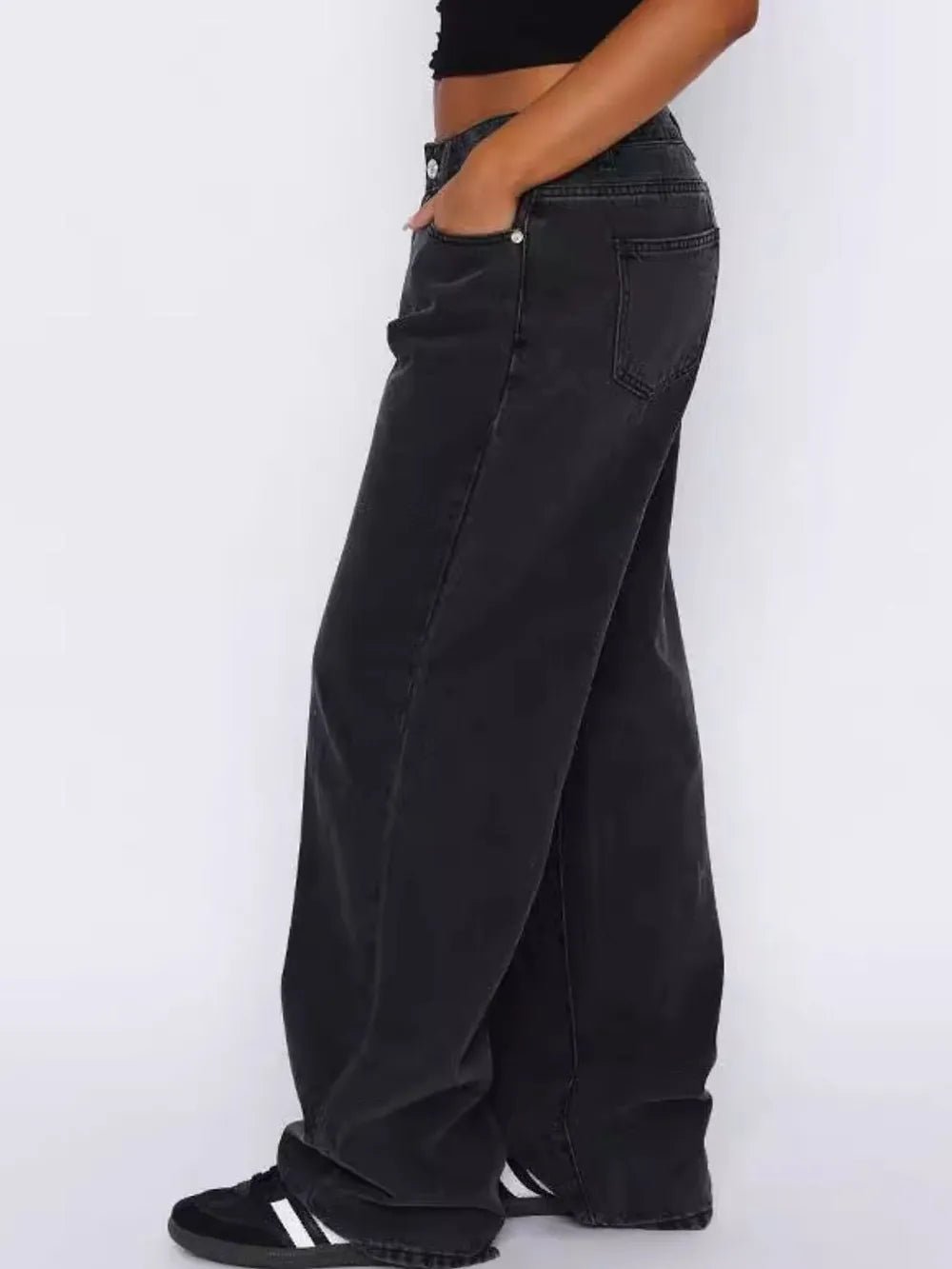 Wide Leg Jeans with Pockets - Aura Apparel