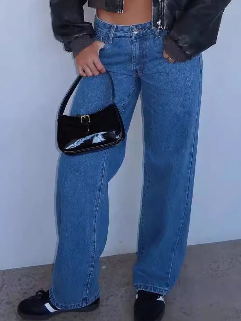 Wide Leg Jeans with Pockets - Aura Apparel